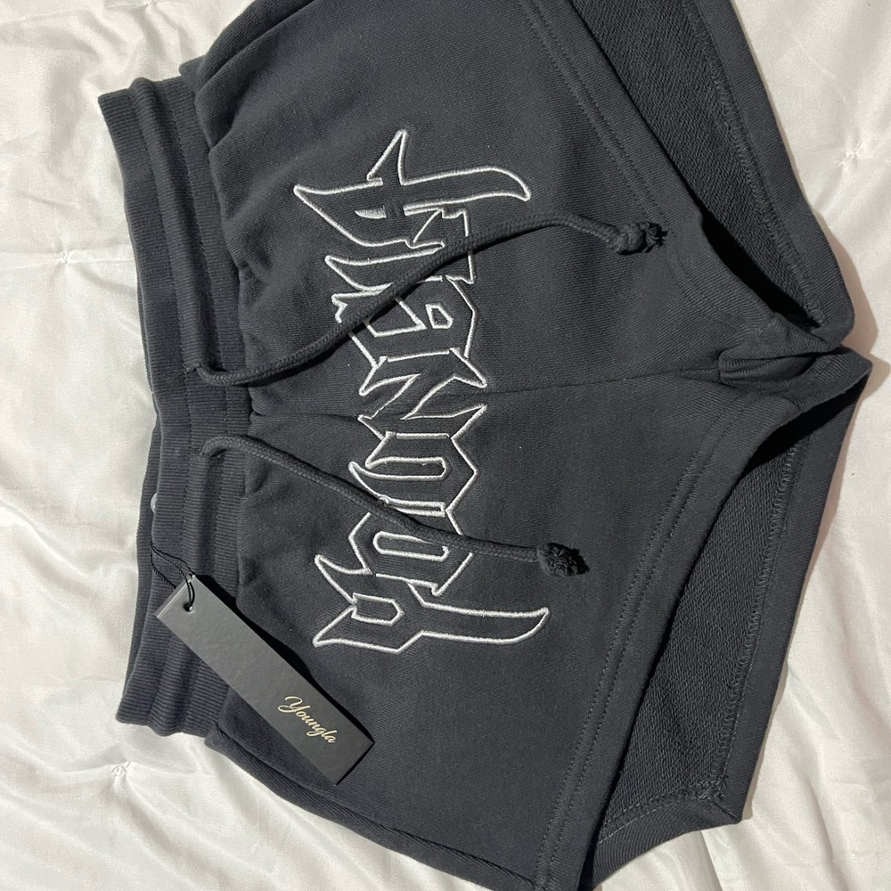 YoungLA Black Women's Athletic Shorts with Bold Logo